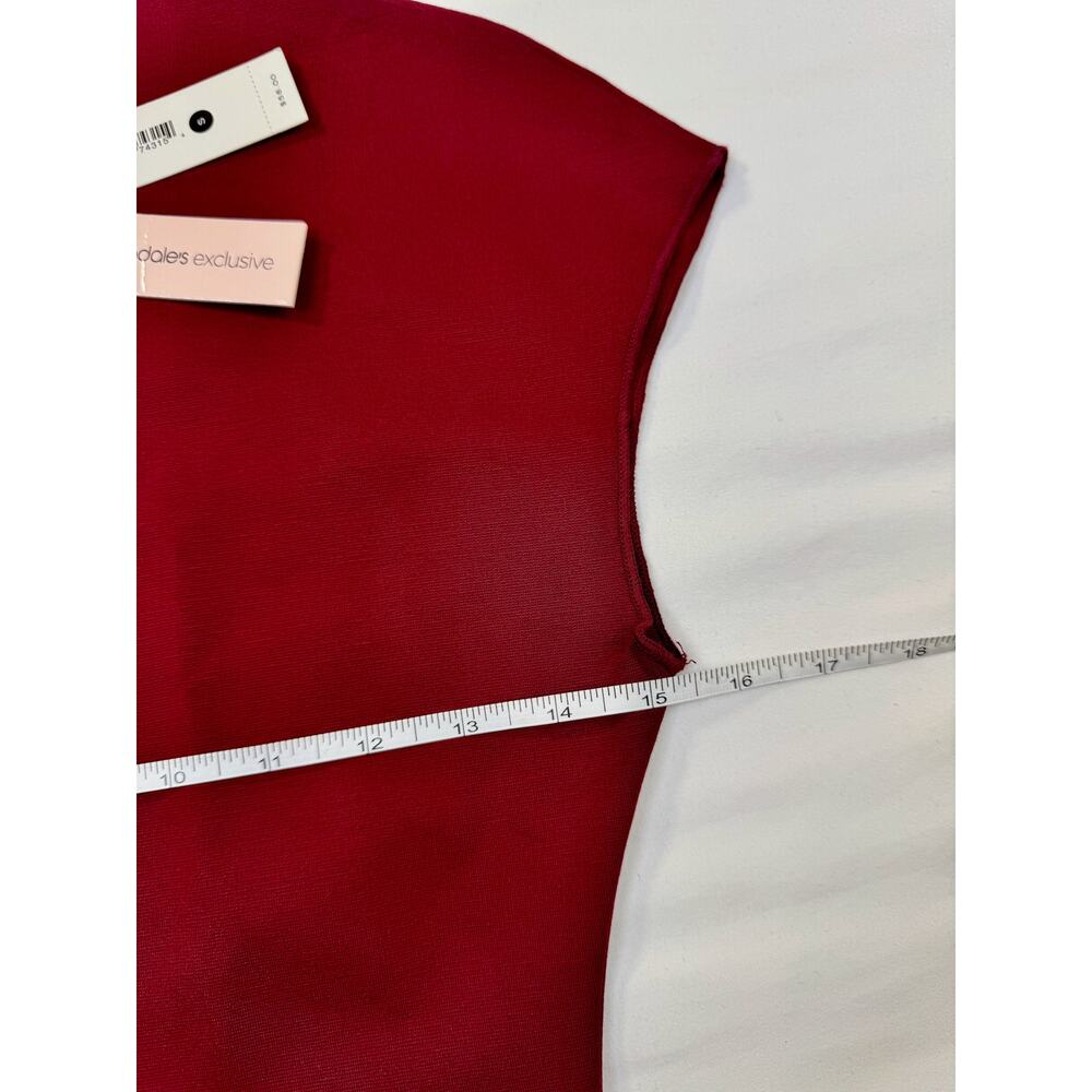 Aqua Ponte Sheath Mock Neck Cap Sleeve Mini Dress Burgundy Red Women’s Small - Picture 14 of 16